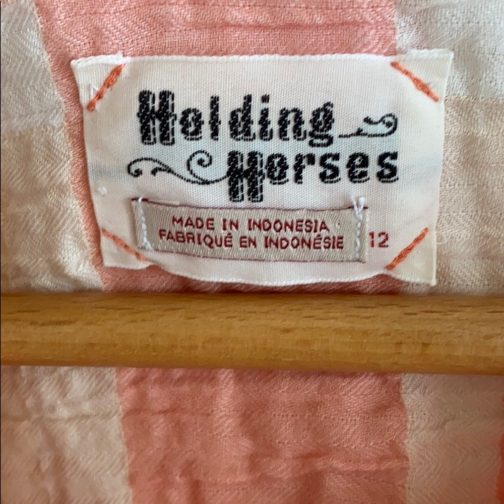 Anthro Holding Horses Peach Plaid Button Down Top - Picture 10 of 11